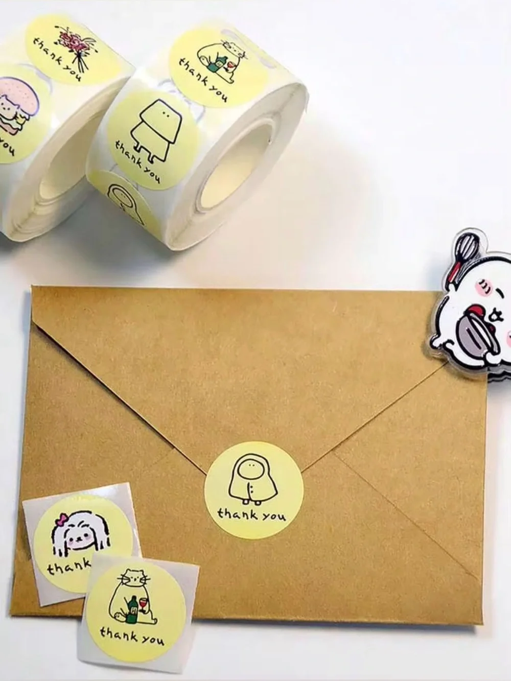 Cute Thank You Stickers 1 Inch Roll Small Business Packaging